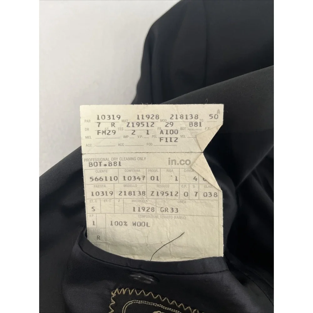 Ermenegildo Zegna Peak Lapel Tuxedo Wool Sport Coat Mens 44R Black Blazer Italy
